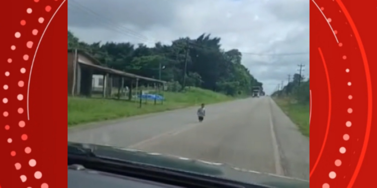 Criança é vista andando sozinha no meio de rodovia no Pará; VÍDEO