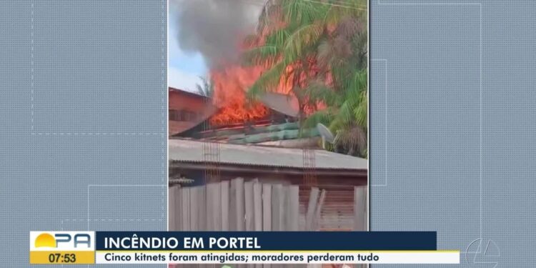 Cinco quitinetes são destruídas por incêndio em Portel, cidade no Pará sem guarnição dos Bombeiros