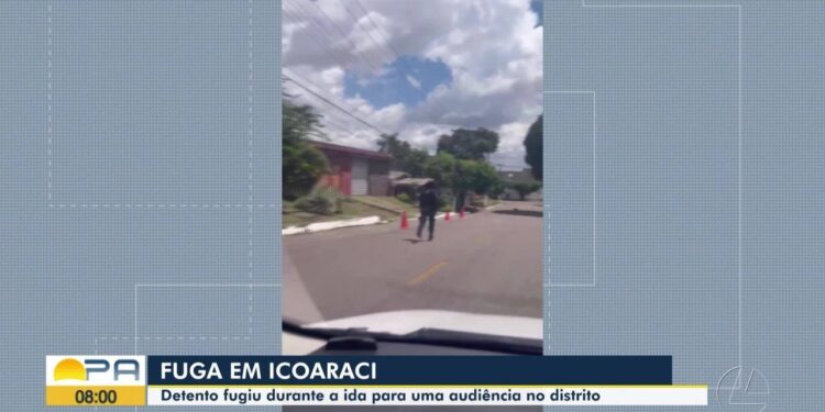 Policial corre na rua após detento se jogar de ônibus em Belém; VÍDEO