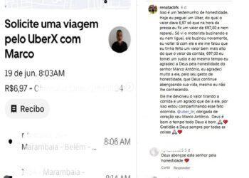 História de honestidade viraliza: por engano, passageira paga 100 vezes mais em corrida e motorista devolve valor no Pará