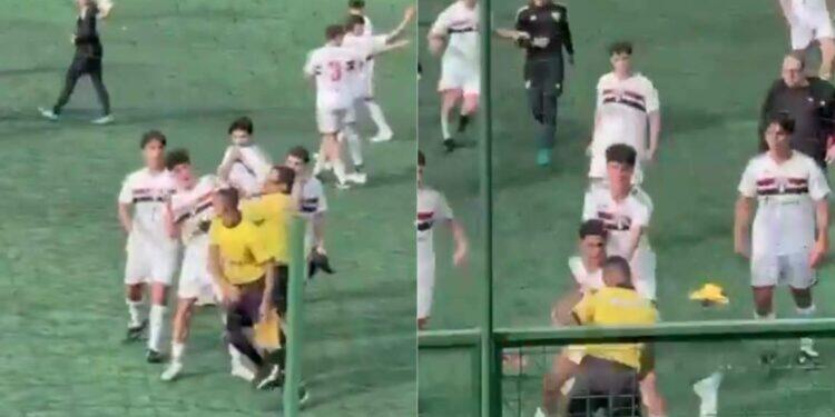 VÍDEO: bandeirinha agride jogador sub-17 do São Paulo e briga toma conta de partida | Esportes