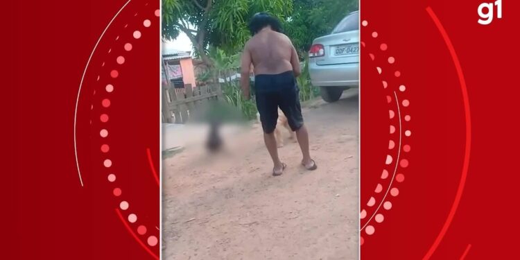 Homem arrasta e agride cachorro com corrente em Marabá; VÍDEO