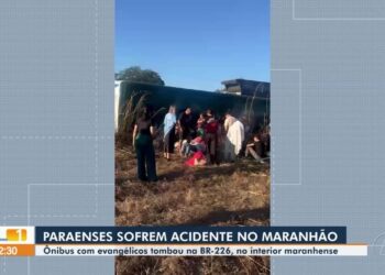Ônibus com fiéis de igreja do sudeste do Pará tomba em rodovia no Maranhão