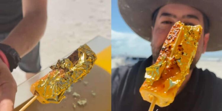 VÍDEO: homem vende queijo banhado a ouro 18k na praia do Atalaia, em Salinópolis | Pará