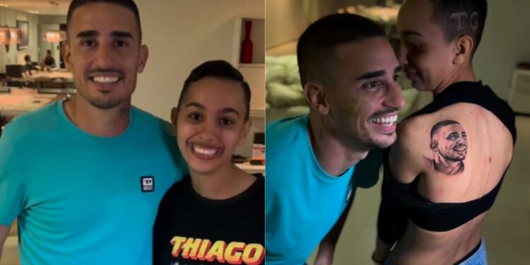 VÍDEO: torcedora tatua rosto de ex-jogador do Remo, Thiago Galhardo, nas costas e viraliza | Esportes