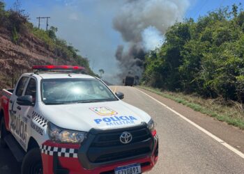 Caminhão pega fogo na rodovia Transamazônica, no Pará