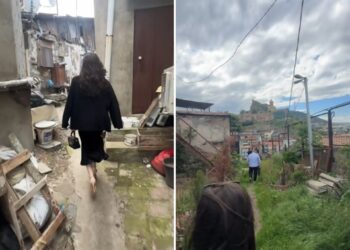 É #FAKE que vídeo mostre empresária estrangeira andando por rua estreita com encanamentos expostos até hospedagem da COP30, em Belém