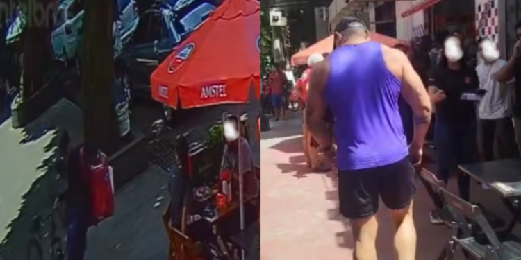 Entregador chuta mesas e cadeiras e homem saca arma durante confusão em bar de Belém