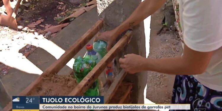 Feito de garrafa pet e pedaços de plástico, biotijolo ergue espaços de cultura na periferia de Belém